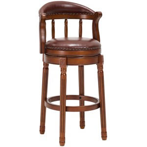 Sapphtopaz Wooden Bar Stools with Cow Top Leather Upholstered Swivel Bar Chair with Footrest & Backrest Counter Stools for Kitchen Island - 1 of 4