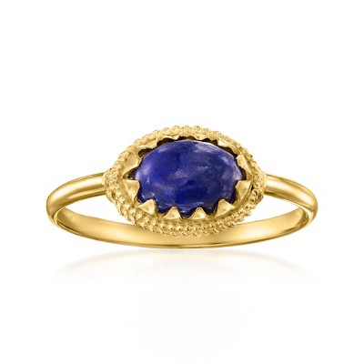 Ross-Simons Italian Lapis Milgrain Ring in 14kt Yellow Gold