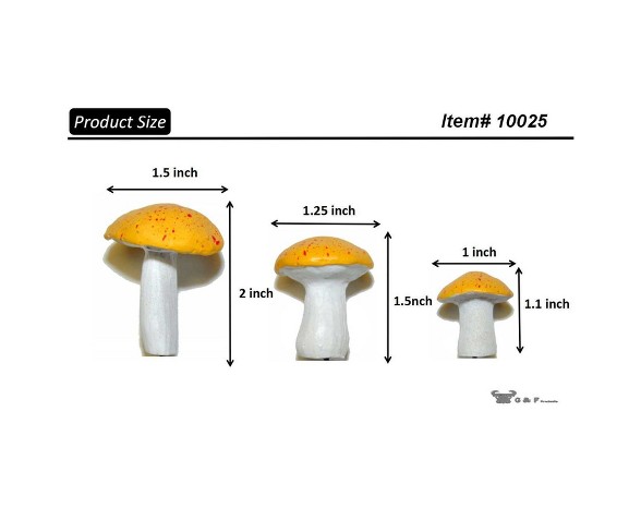 0.5 - 1.25" Stone Mini Garden Fairy Garden Miniature Mushroom Set - Yellow - MiniGardenn