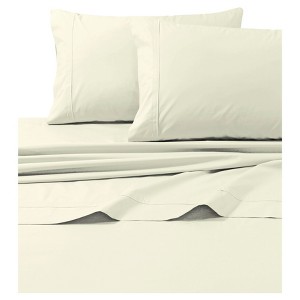Cotton Percale Solid Sheet Set (Twin) Ivory 300 Thread Count - Tribeca Living