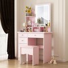 Famapy 31.5''W Dressing Desk Makeup Vanity Set with Stool and Mirror Led Light Bedroom Accent - 2 of 4
