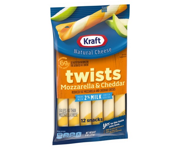 Kraft Twists Mozzarella & Cheddar Cheese-Sticks Made with 2% Reduced Fat Milk - 12ct