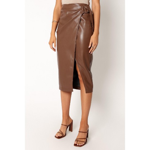 Petal and Pup Womens Landry Faux Leather Skirt - Brown 8