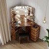 Garvee Makeup Vanity Desk with Lights & Power Outlet-Corner Vanity Table with 5 Rotating Drawers, for Bed Room - 2 of 4