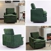 Karl Home Modern Comfy Upholstered Armchair with Back Pillow, 360 Degree Square Swivel Barrel Accent Chair for Living Room Dark Green - 4 of 4