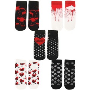 HalloweenCostumes.com One Size Women  Adult 5-Pack Valentine's Day Goth Socks, Black/White/Red - 1 of 4
