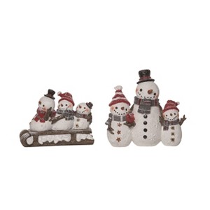 Transpac Resin Melty Snowman Family Decor Set of 2 Home Decorations Christmas - 1 of 1