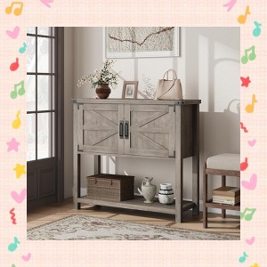 Garvee Rustic Wooden Console Table for Entryway – Versatile Farmhouse Storage Solution with Cabinets and Drawers - 1 of 4