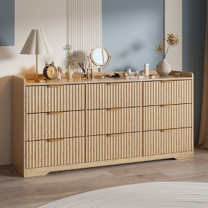 Dressers for Bedroom 9 Drawers Wide Chest of Drawers Storage Organizer Wooden Cabinet with Anti-Tip Safety for Living Room Hallway entryway study - 1 of 4