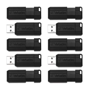 Verbatim PinStripe 64GB USB 2.0 Type A Flash Drive Black 10/Pack (70901)
