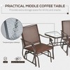 Outdoor Glider Chairs with Coffee Table, Patio 2-Seat Rocking Chair Swing Loveseat with Breathable Sling for Backyard, Garden, and Porch - 4 of 4