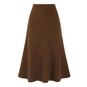 INSPIRE CHIC Women's High Waisted Flared Skirts for 1950s Solid Color Business Fishtail Midi Skirt - 1 of 4