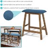 Sunnydaze Set of 2 Indoor Wooden Backless Counter-Height Stools - Weathered Oak Finish with Blue Cushions - 2 of 4