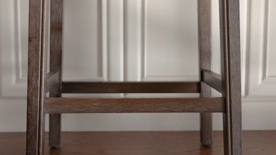 Adrien Saddle-Style Backless Bar Stool in Gray Wirebrush Finish