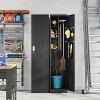 Mlezan Broom Closet Cabinet: Black Metal Storage for Brooms, Mops & Cleaning Supplies. Ideal for Garage, Laundry Room, or Bathroom Organization. - 4 of 4