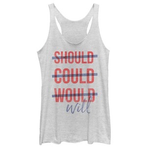 Women's CHIN UP Should Could Will Racerback Tank Top - 1 of 3