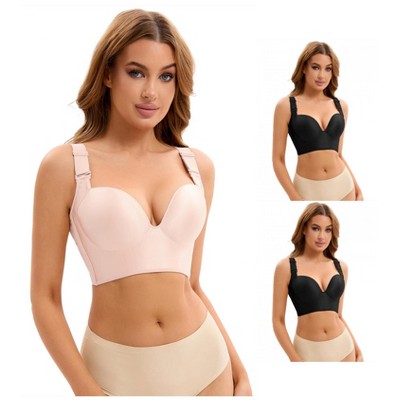 INSPIRE CHIC 3 Pcs Women's Wirefree Convertible Tummy Control 6 Hooks Push Up Bras