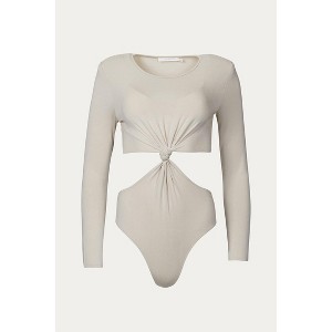 Women's STRONG-SHOULDER CUTOUT BODYSUIT - LUSH - 1 of 4