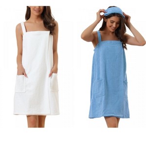 INSPIRE CHIC Women's 2 Pcs Sleeveless Towel Wrap Robe with Strap for Shower - 1 of 4
