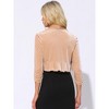 Allegra K Women's Velvet 3/4 Sleeve Open Front Ruffled Hem Back Cropped Cardigan - 3 of 4