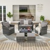 CAVINAS Patio Sofa Set, Wicker Lawn Chairs Set with Footstool, Modern Patio Sectional with Coffee Table for Garden - 3 of 4