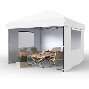 10x10 Foot Commercial Canopy, Heavy Duty Outdoor Shelter with 3 Side Panels, Simple One-Person Setup, Perfect for Events & Markets - 1 of 4