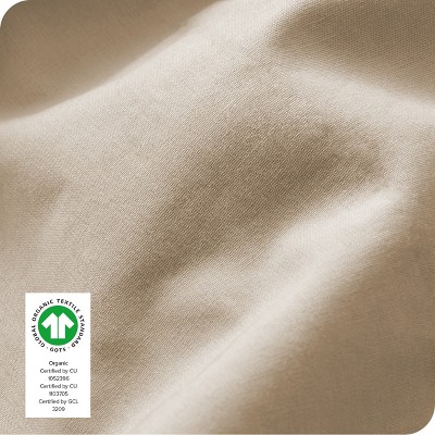 Queen French Beige Organic Cotton Percale Fitted Sheet