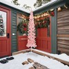 vidaXL 8 ft Slim Artificial Half Christmas Tree with Stand, Space-Saving Wall-Hanger Design, Life-Like PVC Material, Easy-Assembly, Unique Pink Hue - 2 of 4