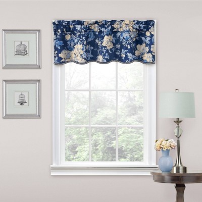 16"x52" Floral Window Valance Indigo - Traditions by Waverly