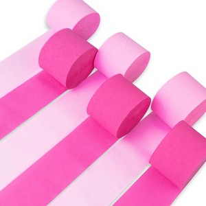 PartyWoo Crepe Paper Streamers Pink Light Hot 6 Rolls 492 ft 1.8 Inch x 82 Ft Rolls - 1 of 4