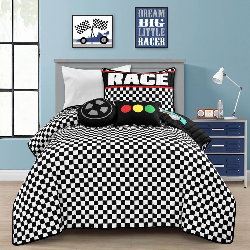 Kids' Racing Cars Reversible Oversized Quilt Bedding Set - Lush Décor, 3 of 13