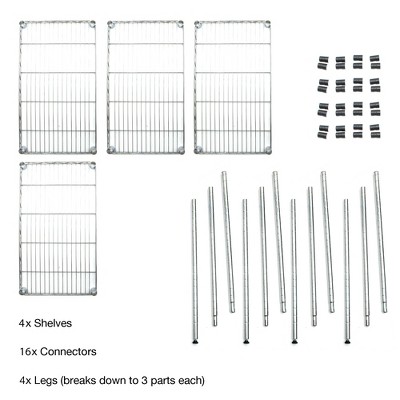 Adjustable 4-Tier Gray Wire Utility Storage Cart