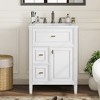 Gulches 24 Inches 1 Sink Freestanding White Bath Vanity with White Ceramic Top 3 Drawers Cabinet - 2 of 4