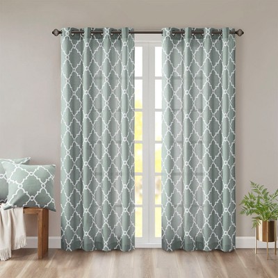 Lycvki Fretwork Print Grommet Top Window Curtain Panel(Only 1 Pc Panel)