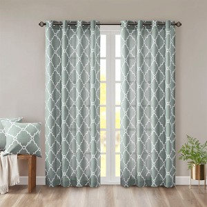 Lycvki Fretwork Print Grommet Top Window Curtain Panel(Only 1 Pc Panel) - 1 of 4
