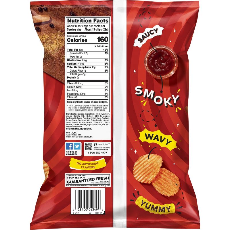 Lay&#39;s Wavy Hickory Barbecue Flavored Potato Chips - 7.5oz, 3 of 5