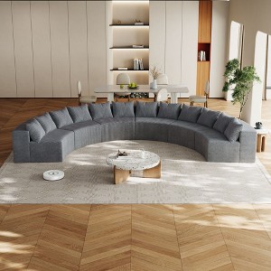 CAVINAS Curved Modular Sectional Sofa with 6 Seats,Symmetrical Semi Circular for Living Room,Modern Cloud Couch Sectional,2 Pillows per module,Black - 1 of 4