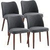 Dining Chair Set of 2, Linen Upholstered Dining Chair with Wood Legs, Wing Backrest, Wooden Kitchen Chair, Kitchen Chairs with Thick Cushions - 3 of 4