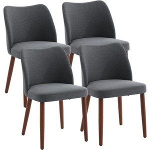 Modern Dining Chair Set of 4/6, Linen Upholstered Kitchen Chairs with So Lid Wood Legs, Wingback Ergonomic Design, Thick Cushions for Dining Room - 1 of 4