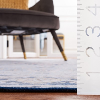 Tucson Light Blue/Navy Rectangular Machine Washable Area Rug