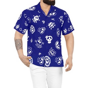 LA LEELA Men's Pirates Hawaiian Shirts Short Sleeve Button Down Shirt Mens Tropical Shirts Casual Vacation Party Caribbean Shirts Funny - 1 of 4