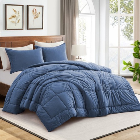 Peace Nest Lightweight Reversible Microfiber Down Alternative Comforter Set, Blue, Twin