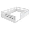 JUJABU Full Wood Floor Bed Frame with High Rails, Built-In Light & Storage Shelf for Kids - 2 of 4