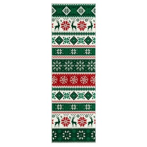 Washable Christmas Living Room Rugs, Snowflake Deer Print Farmhouse Bedroom Carpet, Soft Non Slip Indoor Xmas Floor Rugs for Dining Room Entryway - 1 of 4