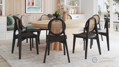 Black and Natural Cane Wood Side Chair