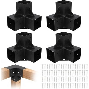 Pergola Bracket Set for 6"x6" (Actual 5.6"x5.6") Timber, 4-Piece 3-Way Heavy-Duty Steel Corner Brackets for Gazebos and Patio Structures - 1 of 4