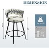 DYHOME Swivel Bar Stools Set of 2, 24" Counter Height Kitchen Stools with Back, Suede & Woven Backrest, 360° Roating Metal Frame Barstools - 2 of 4