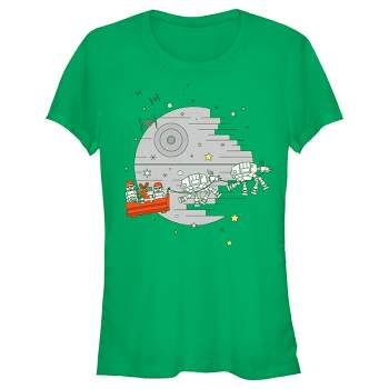 Juniors Womens Star Wars Christmas Death Star Scene T-Shirt
