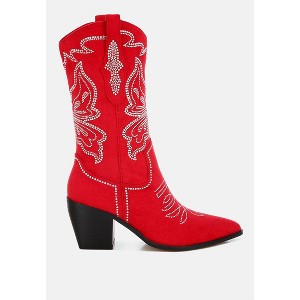 Latafa Rhinestones Embellished Cowboy Boots Women - 1 of 4