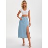 INSPIRE CHIC Women's Denim High Waist A-Line Thigh Split Midi Skirt - 3 of 4